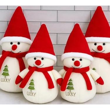 Imagem de Personagem de Neve de Pelúcia Natalina 22cm – Enfeite Fofo, Macio e Decorativo de Natal | Presente Encantador com Gorro e Cachecol Vermelho | Decoração de Natal Charmosa e Divertida - 4 UNIDADES