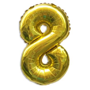 Imagem de Balão dourado número 8 de 81 cm para decoração de 1º aniversário, balões grandes autoinfláveis com números dourados de 0 a 9, balões de hélio dourados para mulheres, homens, artigos de festa de