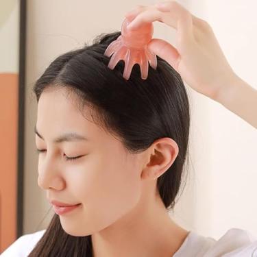 Imagem de Pente portátil para massagem de cabeça de polvo com terapia magnética portátil para couro cabeludo, ferramentas de relaxamento de corpo inteiro, rosa