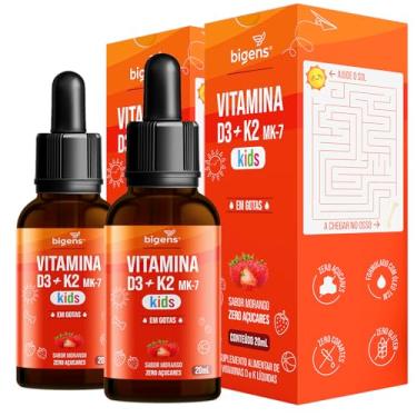 Imagem de Vitamina D3 + K2 MK-7 Kids, em Gotas, D3 2000UI | K2 100mcg, sabor morango, Biogens, Kit 2x 20ml