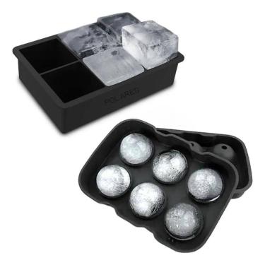 Imagem de 2X Polares Kit 2 Forminha Silicone Gelo Quadrado E Bola 6 Ge