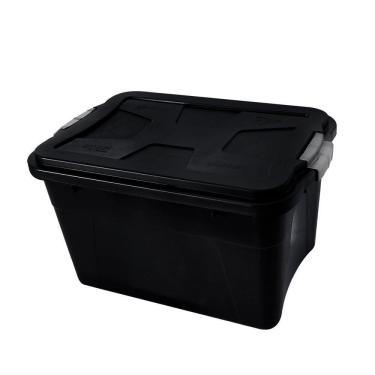 Imagem de Caixa Organizadora Preta Multiuso 30 Litros Tampa E Travas