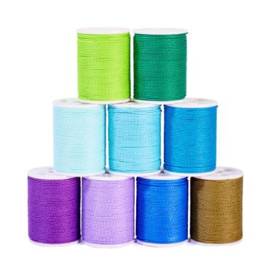 Imagem de Cordão de poliéster encerado de 108 metros de 1 mm misturado com 9 cores, corda de macramê, fio trançado para decoração de casa, pulseira de costura, colar, joias, suprimentos DIY