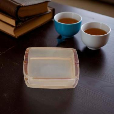 Imagem de Generic 1 cinzeiro pequeno quadrado de vidro âmbar 10,7 x 10,7 x 2,5 cm