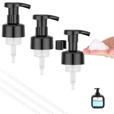 Imagem de Segbeauty 3 peças de substituição de bomba de espuma preta para dispensador de sabão, substituição de bomba de sabão de mão espumante de banheiro para garrafa espumante, tamanho 42 fios, tampa de