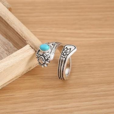 Imagem de Conjunto de anéis vintage prateados dourados para mulheres e homens - Anéis punk góticos grunge, motociclista, ajustável, turquesa, pacote de anéis de dedo midi, Adjustable, Cobre, Sem pedra preciosa