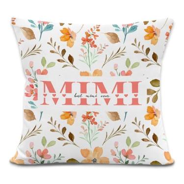Imagem de laveliabel Capas de almofada Mimi Gifts 45,7 x 45,7 cm, para vovó, Best Mimi Ever, capas de almofada decorativas florais para presente de avó, capa de almofada para decoração de sofá de casa e quarto