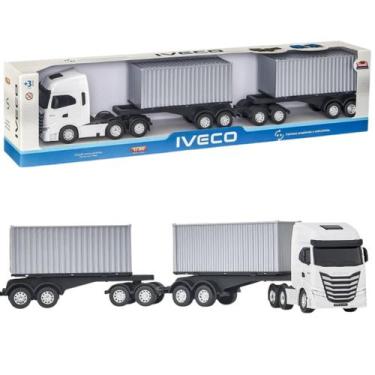 Imagem de Caminhão Rodotrem Container Iveco S-Way 60cm - Brinquedo Infantil Com 