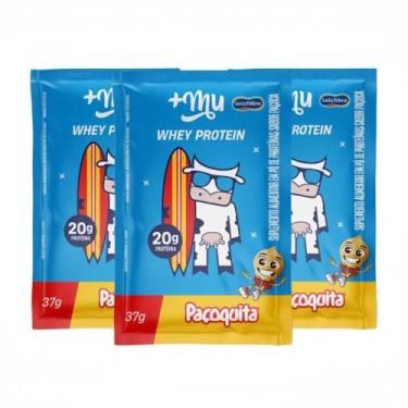 Imagem de Kit 3 whey protein concentrado sache paçoquita 20g de proteina 37g +mu