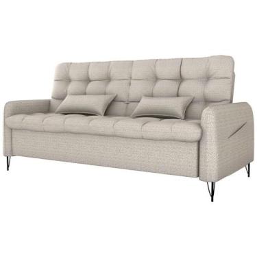 Imagem de Sofa Cama 2 Lugares 200cm Pillar Linho Plano Milenum Palha Milani Stor