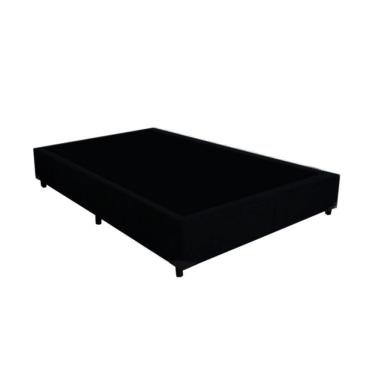 Imagem de Base Box Casal Blindado Extremo Reforçado Homequeen Suede Preto 40x138x188