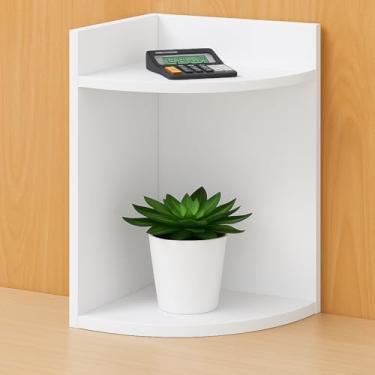 Imagem de Estante de Canto Moderna Prateleira Borda Curva com 2 Níveis 60x30cm Design Minimalista para Decoração Organizador para Casa e Escritório