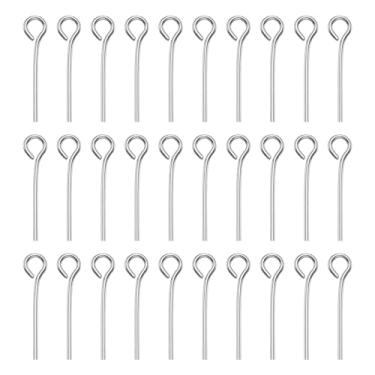 Imagem de HARFINGTON 100 pinos de cabeça de olho aberto 1,6 cm 16 mm mini pinos de fio de metal contas pequenas agulhas a granel para brinco, pingente, colar, pulseira, berloque, joias, descobertas, artesanato