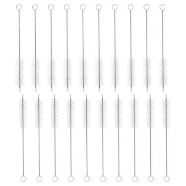 Imagem de HARFINGTON Conjunto de escovas de limpeza de palha, aço inoxidável 304 de comprimento de 15 cm e cerdas de nylon para garrafa de água, tubos de copo com canudo de silicone, branco (15 mm OD, conjunto