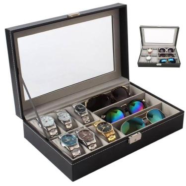 Imagem de Porta Relogio Oculos de Sol Pulseira Estojo Expositor Luxo Caixa Organizadora Mesa Penteadeira Armario Seguro Multiuso