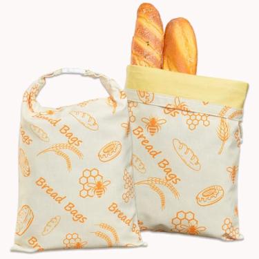 Imagem de Sacos de pão de cera de abelha para massa fermentada 43 cm x 30 cm, saco selado reutilizável de algodão para pão caseiro, preservação do frescor do freezer com fecho de pressão, pacote com 2 (padrão
