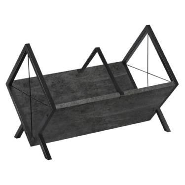 Imagem de YINMIT Suporte de disco de vinil, rack de armazenamento de discos de vinil de 80-100 LP, exibição de disco de vinil de montagem rápida, organizador de estilo retrô para revistas, livros, arquivos,