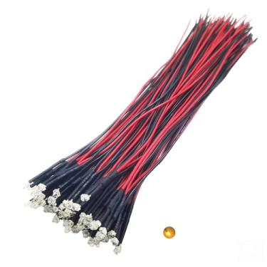 Imagem de Vrabocry 30 peças de luzes LED amarelas de 12 volts 1,8 mm com diodos emissores de diodos pré-conectados 20.1 cm DC 12 V lente clara pequenas lâmpadas LED