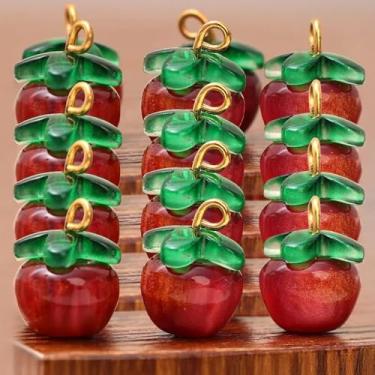 Imagem de 3D mini enfeites de pingente de frutas vermelhas de Natal DIY brincos de joias de resina chaveiros suprimentos ornamentos de festa festiva (10 peças)