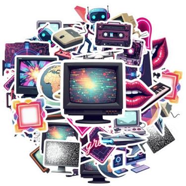 Imagem de 35 peças Cyberpunk Technology Retro Futurista Robot Funny Sticker Pack Adesivos Digitais Papelaria Adesivos para Laptop Bagagem Scrapbook Diário Adesivo DIY Telefone Laptop Scrapbook Bicicleta
