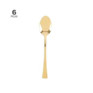Imagem de Conjunto de 6 Colheres para Chá Wolff Berna Dourado de Aço Inox