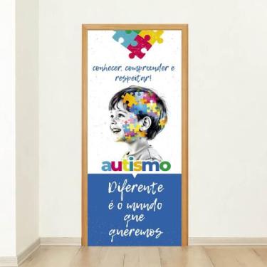 Imagem de Porta Decorada Com Capa Autismo Diferente É O Mundo Que Queremos Inclu