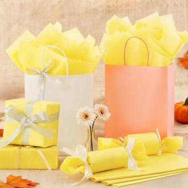 Imagem de 115 folhas de papel amarelo de 35,5 x 50,8 cm para artesanato, ideal para embrulho de presente, decorações DIY, Natal e projetos festivos