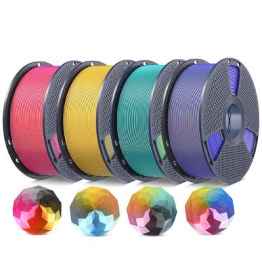 Imagem de Filamento de impressora 3D SUNLU Silk PLA+ 1,75 mm 4 kg, pacote com 4