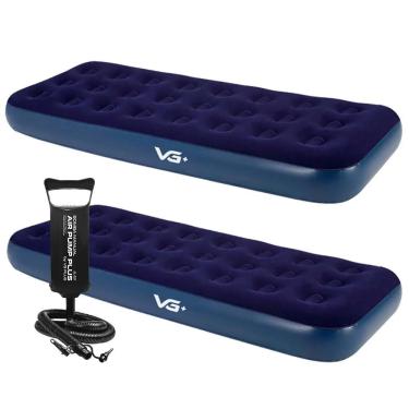 Imagem de Kit 2 Colchões Infláveis Solteiro Flocked Comfort Com Bomba Manual Vg Plus