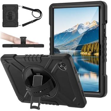Imagem de Fingic Capa para Samsung Galaxy Tab A8 de 10,5 polegadas 2021 [com alça giratória de 360°], alça de ombro fina à prova de choque, capa de proteção de grau militar para Galaxy Tab A8 SM-X200/X205/X207,