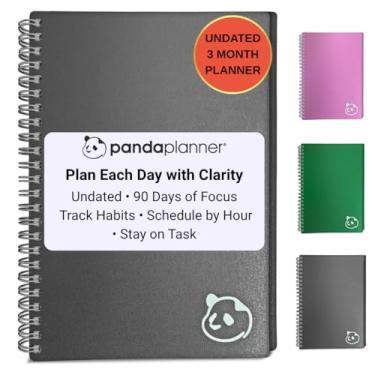 Imagem de Panda Planner Agenda diária 2.0 – Organizador de produtividade e felicidade sem data de 90 dias para definição de objetivos e gratidão – Planejador de capa mole de 14,6 x 21 cm com rastreador de