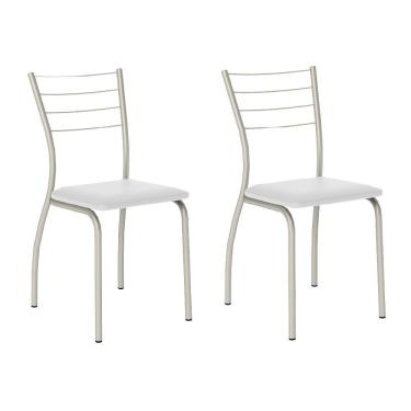 Imagem de Conjunto 2 Cadeiras 1700 Tubo Prata Napa Branca Carraro