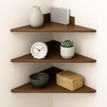Imagem de prateleiras cantoneira canto em MDF marrom,prateleira|nicho