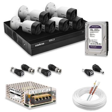 Imagem de Kit 6 Câmeras De Segurança Intelbras Full Hd 1080p Com Dvr Mhdx 1208 1080p Com Hd 1tb Purple