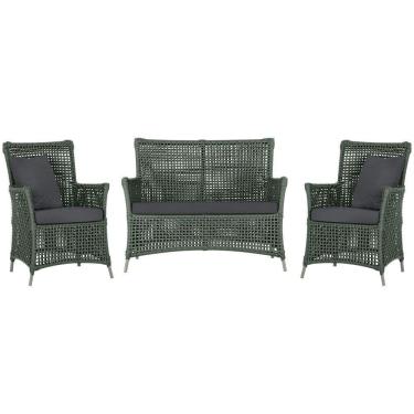 Imagem de Jogo Sofá E 2 Poltronas Igapó Alumínio Fendi E11 Trama Verde