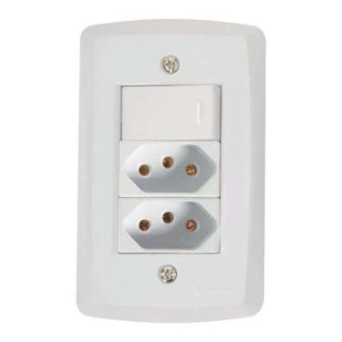 Imagem de Conjunto Interruptor Simples + 2 Tomadas 10a - Linha Lux2 - Tramontina