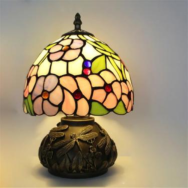 Imagem de Luminária de mesa retrô americana de luxo e criativa para sala de estar, quarto, cabeceira, escritório, casa de campo ou hotel, com vitral (Estilo 25)