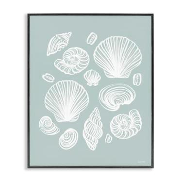 Imagem de Stupell Industries Arte giclée emoldurada branca de espuma do mar conchas do mar, design por House Fenway, 14 x 11