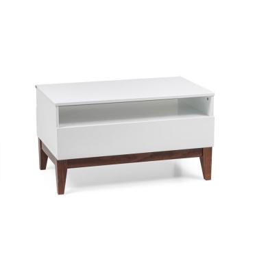 Imagem de Mesa de Centro Retangular Fresh 1 Gaveta Branca e Imbuia
