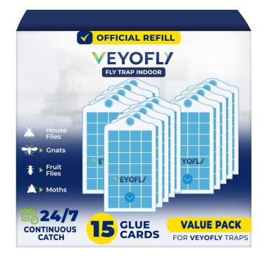 Imagem de VEYOFLY Refil para Armadilha de Insetos Voadores: Captura com Placa Adesiva - Segurança Residencial, Mosquitos e Moscas da Fruta (15 unidades)"