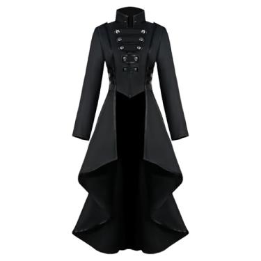 Imagem de QPAXUCR Fantasia feminina Steampunk, espartilho de botão, traje medieval renascentista para Halloween (preto, grande)