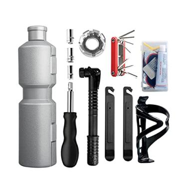 Imagem de Conjunto de ferramentas portáteis de reparo de bicicleta para bicicletas de estrada | Kit de reparo de perfuração de pneu de chave sextavada | Conjunto compacto de manutenção | Multiferramenta