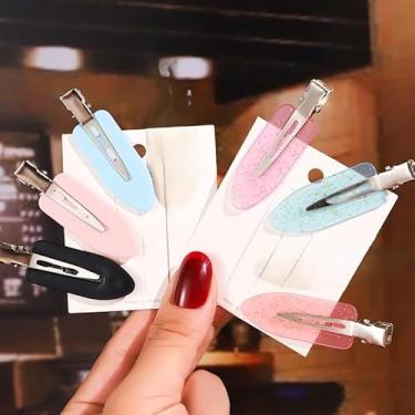Imagem de Kit com 6 Presilhas para Cabelo Estilosas, Coloridas, 6cm x 1.8cm, Grampos Modernos para Maquiagem e Skincare, Conjunto Multicolorido em Branco, Rosa, Amarelo, Azul e Preto (6 Cores aleatórias)