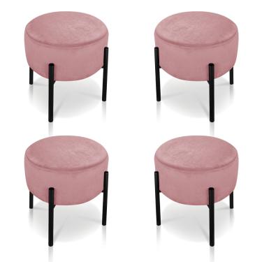 Imagem de Kit 04 Puffs Iron Suede Rosê Base Palito