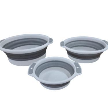 Imagem de Kit 3 Bacia Retrátil Dobrável Multiuso - Branca