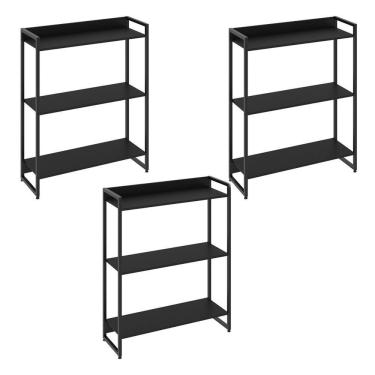 Imagem de Kit 3 Estantes Escritório 3 Prateleiras 104x80cm Onix