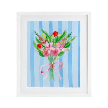 Imagem de Stupell Industries Buquê azul e rosa e laço branco impressão emoldurada sob vidro, design por Nina Jacobs, 16 x 13