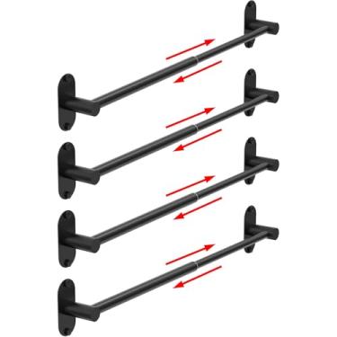 Imagem de Toalheiro ajustável de 36,5 a 64 cm, autoadesivo e montado na parede para banheiro, cozinha, suporte de toalha de mão, cabide de panos, organizador de aço inoxidável SUS 304, barra única (4, preto
