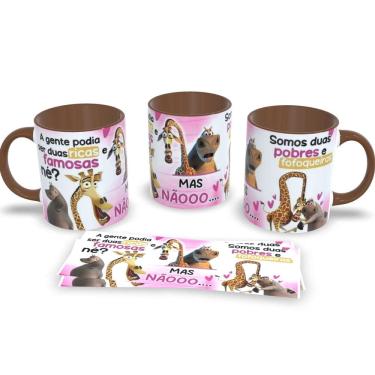 Imagem de Caneca Com Alça e Interior Marrom de Porcelana Capivara 325ml Café Chá