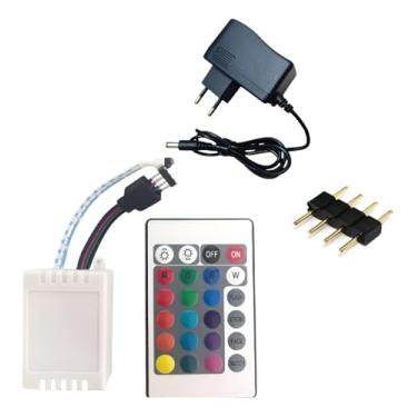 Imagem de Kit Controle Rgb para Fita Led 5050 3528 Central Controladora + Fonte 12 V + Emenda Conector 4 vias